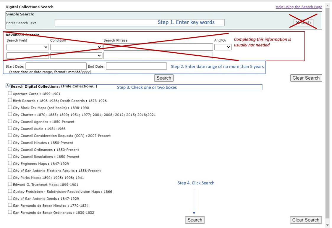 Graphical user interface, text, application - screenshot of Search Page